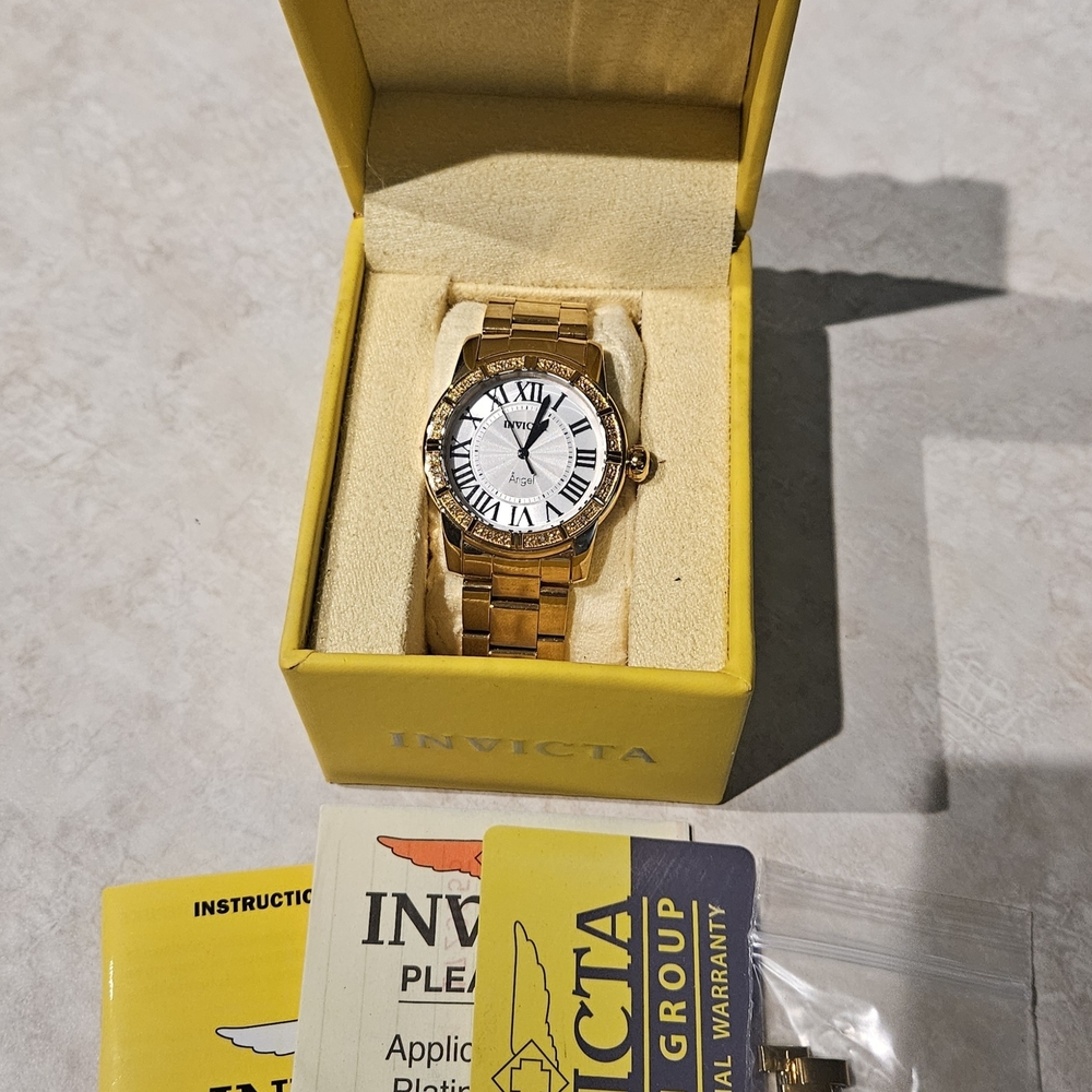 Invicta Angel Gold Women's Watch with White Dial